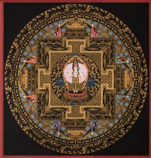 1000 Armed Chengrezig Mandala | Avalokiteshvara Spiritual Gift Idea | Wheel of Time Thangka | Kalachakra Mandala Wall Hanging